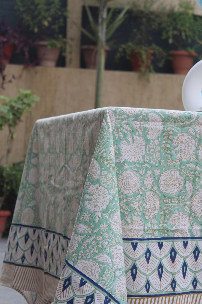 Rectangle/Square/Round Vintage Cotton Tablecloths With Runner/Napkins/Placemat Indian Block Print Table Cover Boho Party Table Decor. zdjęcie 9