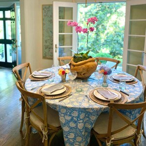 Vintage Cotton Hand Block Print Tablecloth Rectangle/Square/Round Table Cloths With Runner/Napkins/Placemat Boho Party Table Cover. image 4