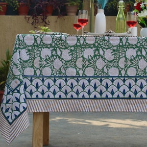 Vintage Cotton Hand Block Print Tablecloth Rectangle/Square/Round Table Cloths With Runner/Napkins/Placemat Boho Party Table Cover. image 6