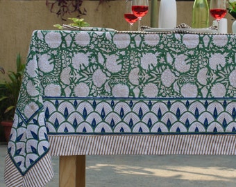 Vintage Cotton Block Print Tablecloth Rectangle/Square/Round Table Cloths With Runner/Napkins/Placemat Bohemian Party Table Cover.