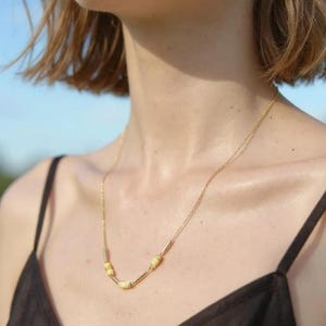 Olivin Jade Gemstone Necklace | 925 Sterling Silver Beaded Necklace | Minimalist Green Stone Necklace | Dainty Natural Stone Jewelry