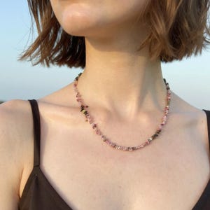 Tourmaline Necklace | Tourmaline Gemstone Necklace, Beaded Multicolor Gemstone Necklace  | Natural Gemstone Jewelry,