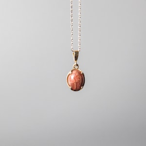 Minimal Rhodochrosite Gemstone Necklace,925 Sterling Silver, Dainty Rhodochrosite Crystal Necklace | Natural Gemstone Jewelry