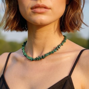 Malachite Necklace | Malachite Gemstone Necklace | Natural Bead Necklace  | Natural Gemstone Jewelry