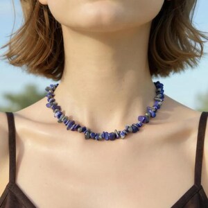 Lapis Lazuli Necklace | Lapis Lazuli Gemstone Necklace | Gemstone Bead Necklace | Healing Crystal Necklace | Natural Gemstone Jewelry
