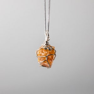 Raw Citrine Necklace | 925 Sterling Silver | Yellow Stone Necklace | Handmade Crystal Jewelry | Natural Gemstone Pendant