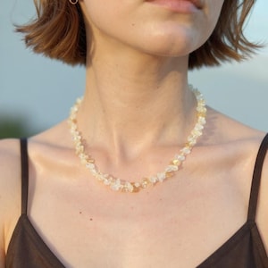 Citrine Necklace | Citrine Bead Chokers | Natural Crystal Choker Necklaces | Vibrant Summer Jewelry | Natural Gemstone Jewelry
