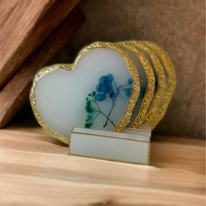 Untersetzer Set mit Halter aus Epoxidharz-Resinart-Resin Coasters