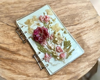 Floral Resin Notebook | Real Dried Flower Journal, A6 Size
