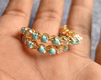Turquoise & Moissanite Gemstone Tennis Bracelet, Sterling Silver