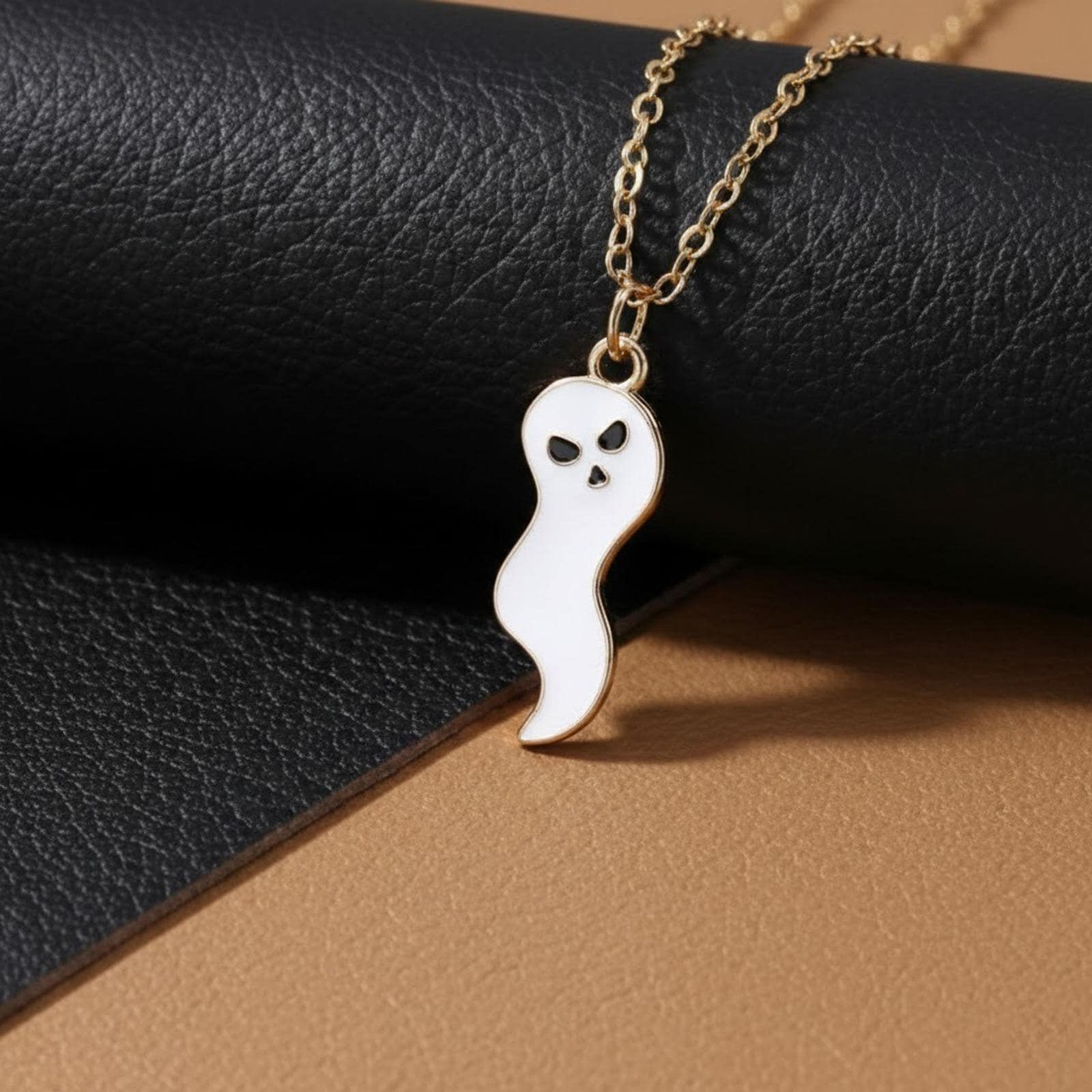Enamel Ghost Pendant Necklace | Spooky Silver Jewelry - Etsy