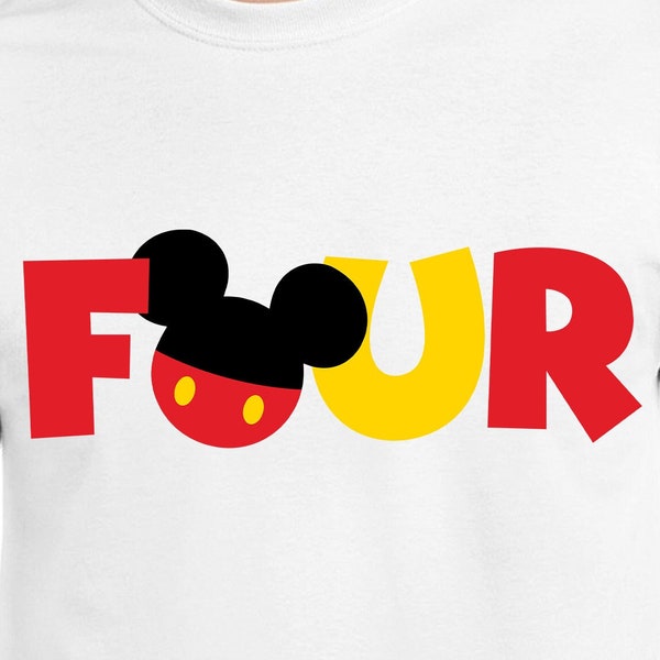 Mickey 4th Birthday Digital Cut Files | Cricut | Silhouette Cameo | Svg Cut Files | Digital Files | PDF | Eps | DXF | PNG | Four Years Old