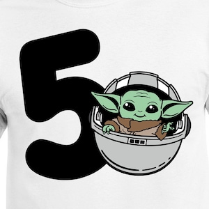 Baby Yoda vijf jaar oude digitale geknipte bestanden | Cricut | Silhouette Cameo | Svg Cut Bestand | Digitale bestanden | PDF-| Eps | DxF | PnG | 5 jaar oud
