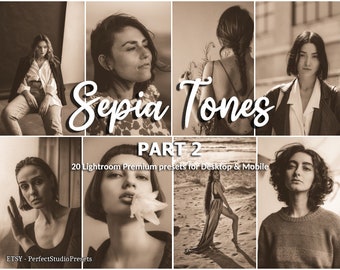 20 ajustes preestablecidos de Lightroom en sepia: filtros de retrato monocromáticos (escritorio y móvil), parte 2