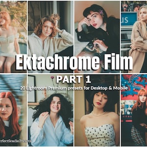 20 Lightroom Presets Ektachrome Film part 1, Film Vintage, Moody Aesthetic, 35mm , Flash Film Retro Vintage Presets, Old Camera Presets