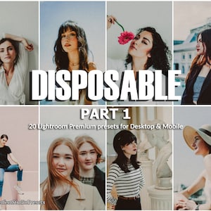 20 Lightroom Presets Disposable part 1, Film Vintage, Moody Aesthetic, 35mm , Flash Film Retro Vintage Presets, Instant Camera Presets