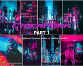 20 Lightroom Presets Cyberpunk part 1, Night City, City Presets, Neon Preset, Tokyo Presets, CyberPunk Preset, Neon Light, Cinematic Preset