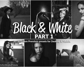 20 Black and White Lightroom Presets: Moody Portrait Filters (Desktop & Mobile) part 1