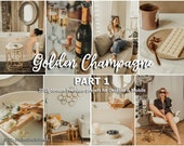 20 Lightroom Presets Golden Champagne part 1, Clean Presets, Cream, Natural, Indoor Presets, Blogger Presets, Beauty Presets, Aesthetic