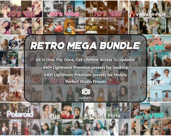 Más de 640 ajustes preestablecidos de Lightroom retro: Kodak, película de los años 70, 80 y 90 (DNG, XMP)