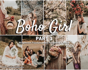 20 ajustes preestablecidos de Lightroom Boho Girl parte 1, Boho, Moody, Ajustes preestablecidos de verano, Filtro de Instagram, Ajustes preestablecidos cálidos, Ajustes preestablecidos de Blogger, Boda, Estética