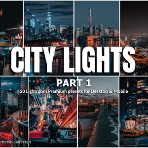 20 Lightroom Presets City Lights part 1, Cinematic Night, Urban Presets, City Preset, Film, Lights Presets, Street Architecture, Building