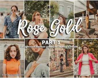 20 ajustes preestablecidos de Lightroom en oro rosa: Limpio, Crema, Natural (escritorio y móvil) parte 1