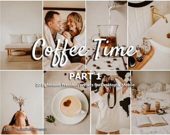 20 ajustes preestablecidos de Lightroom Coffee Time parte 1, ajuste preestablecido estético, ajustes preestablecidos de café, ajustes preestablecidos de blogger, ajustes preestablecidos de estilo de vida, marrón, cacao, capuchino