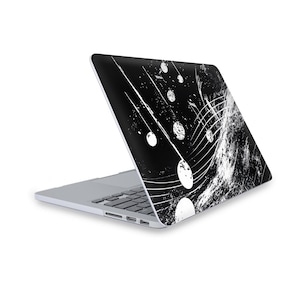 White music notes MacBook Case black Laptop skin, Cover for MacBook Pro 16 15, Air 13 14, Gift for MAC owner