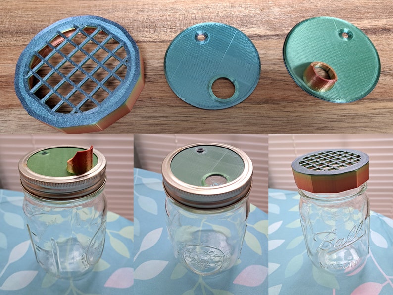 Mason Jar Lid Attachments Sifter Pour Spout Straw Lid 3D Etsy