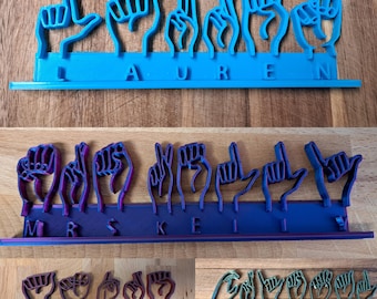 Customizable 3D Printed ASL Name Plate: Personalized Sign Language Gift