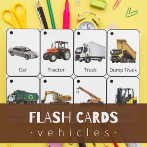 FlashCard Veicoli Schede Flash Auto, Schede Flash per la scuola domiciliare, Schede per logopedia, Regalo per l'asilo nido Montessori per bambini piccoli, Regalo per l'insegnante ESL