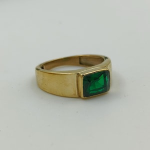 Natural Emerald Men&#39;s Ring Signet Men&#39;s Ring Men&#39;s Light Sparkle Emerald Ring 925 Sterling Silver Ring Christmas Day Gifts Ring Gift For Him