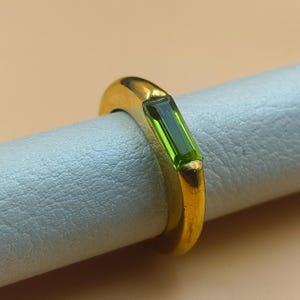 14k guld Peridot signetring - Sterling silver tungt band
