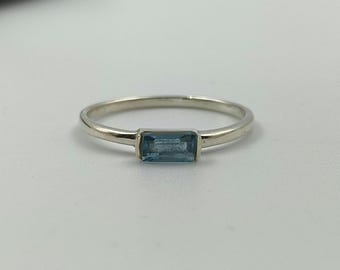 London Blue Topaz Baguette Ring ~ 925 Silver Minimalist Gold Filled Dainty LBT Women's Ring