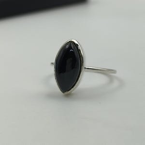 Handmade Marquise Black Onyx Ring: 925 Sterling Silver, 14k Gold Vermeil