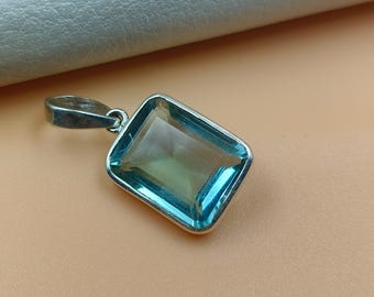 Aquamarine Pendant 925 Sterling Silver Gemstone Pendant, Handmade Pendant For Women, Cushion Cut Pendent, Boho Pendant, Gift For Her