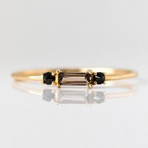 Handgemachte Rauchquarz & Schwarzer Onyx 14k Gold Filled Ring