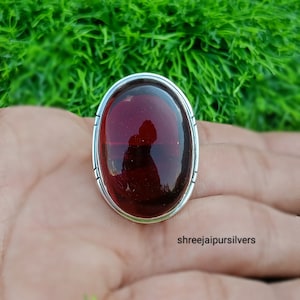Garnet Ring, Handmade Ring, 925 Silver Ring, Women Ring, Natural Big Garnet, Christmas Gift, Wedding Gift, Bohemian Jewelry, Garnet Jewelry