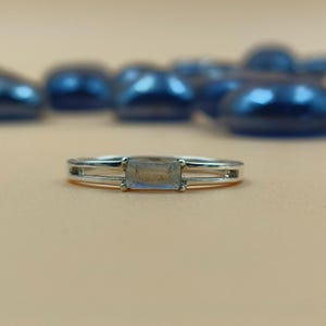 Dainty Moonstone Ring: Handmade 925 Sterling Silver Band