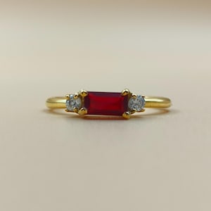 14K Solid Gold Garnet January Birthstone Jewelry, Personalized Birthstone Ring, Custom Gold Ring with Diamond Accents, Gift for Her