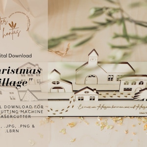 Christmas village SVG file for Glowforge | LBRN