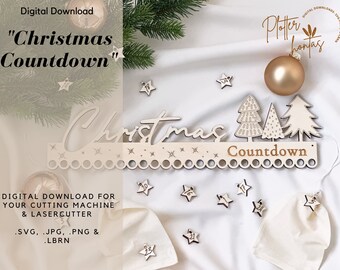 Modern Christmas Countdown SVG for your Glowforge | Plywood | Laser Cutter | christmas calender