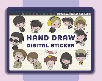 Goodnotes adesivo digitale / BTS adesivo / Planner adesivi / Digital Planner / ipad adesivo / Jin / RM / Suga / J-Hope / Jimin / V / Jungkook