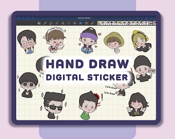 Goodnotes adesivo digitale / BTS adesivo / Planner adesivi / Digital Planner / ipad adesivo / Jin / RM / Suga / J-Hope / Jimin / V / Jungkook
