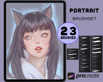 Procreate Portrait Brush, Ipad brush set, 23 digital download brush