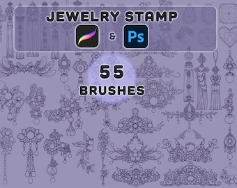 Jewelry brush set for Procreate and Photoshop, Digital brush, Oriental brush, Chinese ornament