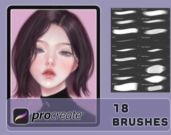 Procreate Portrait Brush, Ipad-penseelset, 18 digitale downloadpenselen