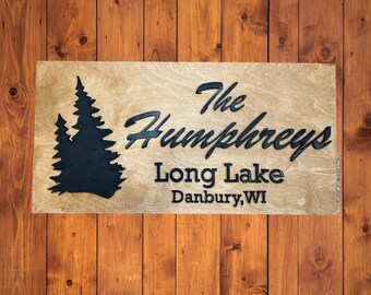 Personalized Cabin Sign Lake sign Family cabin sign