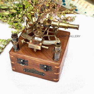 Engraved Brass Sextant with Wooden Box: Personalized J. Scott London Sextant,  Nautical Maritime Gift, Collectible Navigation Instrument